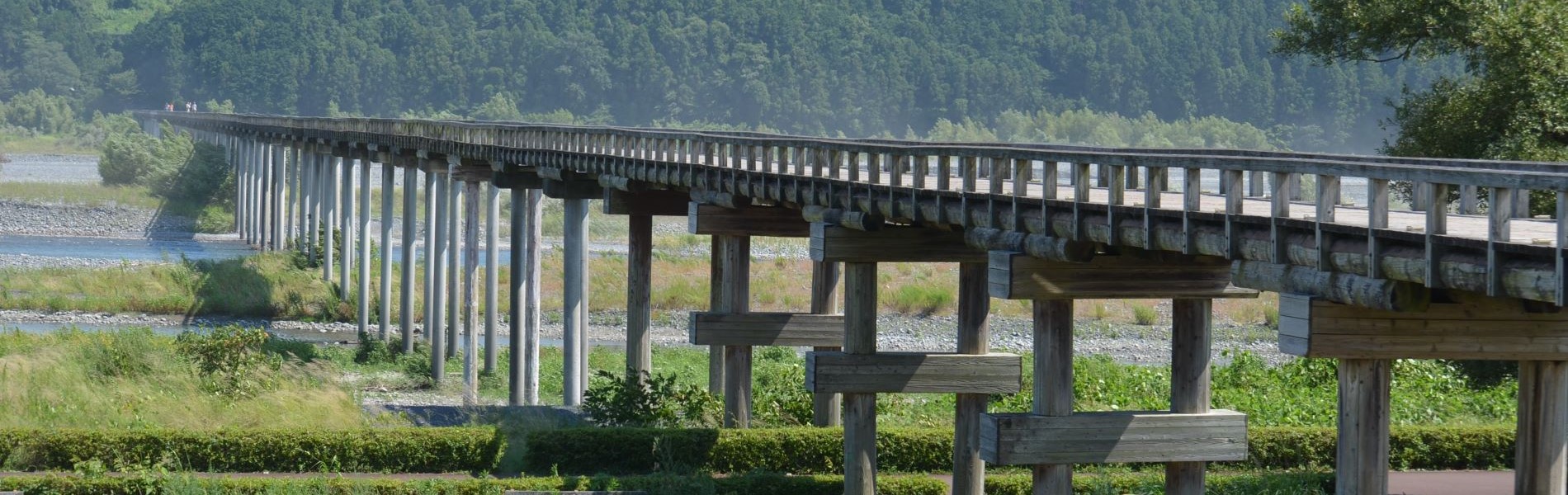 大井川にかかる蓬莱橋(ほうらいばし)